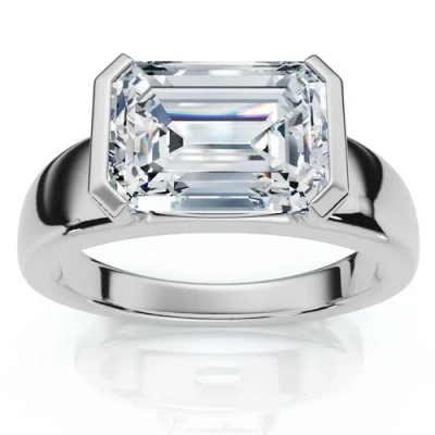 Bliss Diamond Certified 3ct East West Emerald Diamond Engagement Ring 14k Gold Or Pt Lab Grown In 14k White Gold