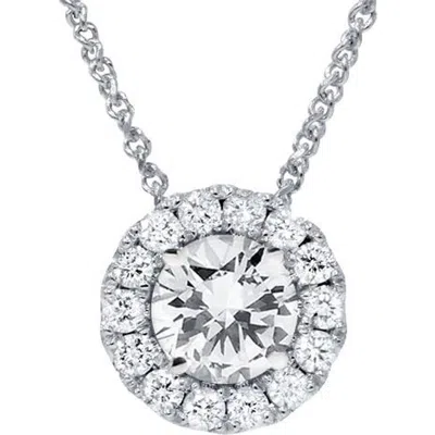 Bliss Diamond Certified 3ct Halo Diamond Solitaire Pendant 14k White Gold Lab Grown Necklace
