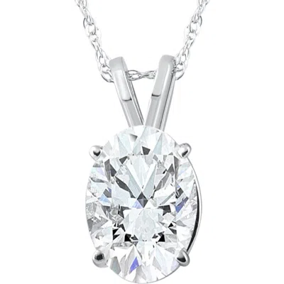 Bliss Diamond Certified 3ct Oval Diamond Solitaire Certified Lab Grown Diamond Pendant Necklace In 14k White Gold