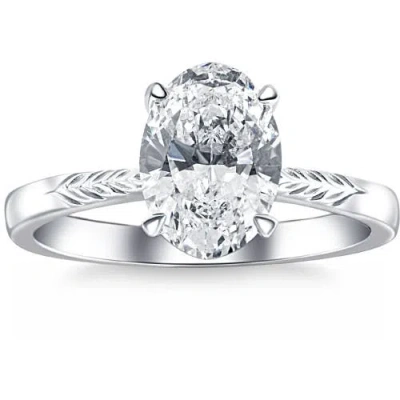 Bliss Diamond Certified 3ct Oval Diamond Solitaire Engagement Ring 14k Gold Lab Grown In 14k White Gold
