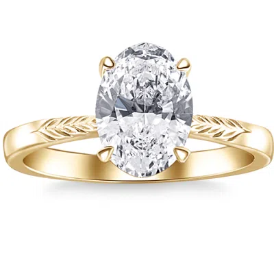 Bliss Diamond Certified 3ct Oval Diamond Solitaire Engagement Ring 14k Gold Lab Grown In 14k Yellow Gold