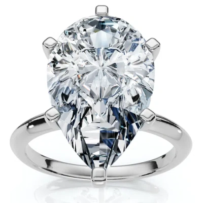 Bliss Diamond Certified 3ct Pear Shape Solitaire Diamond Engagement Ring 6-prong Lab Grown In White