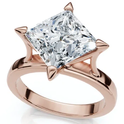 Bliss Diamond Certified 3ct Princess Cut Diamond Solitaire Engagement Ring 14k Or Pt Lab Grown In 14k Rose Gold