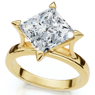 Bliss Diamond Certified 3ct Princess Cut Diamond Solitaire Engagement Ring 14k Or Pt Lab Grown In 14k Yellow Gold