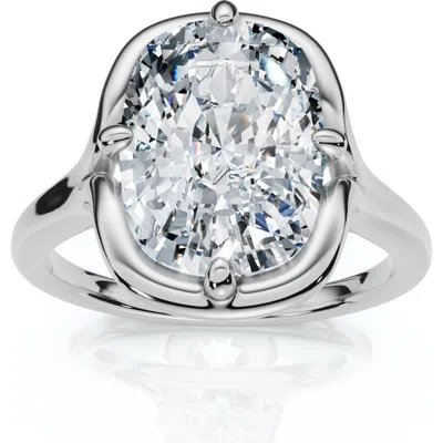 Bliss Diamond Certified 3ct Sylva Elongated Cushion Diamond Engagement Ring 14k Gold Lab Grown In Silver