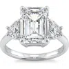 Bliss Diamond Certified 4 1/2ct Emerald & Heart 3-stone Diamond Ring 14k Gold Lab Grown In 14k Yellow Gold