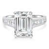 Bliss Diamond Certified 4 1/2ct Emerald Diamond Baguette Engagement Ring 14k Gold Lab Grown In White