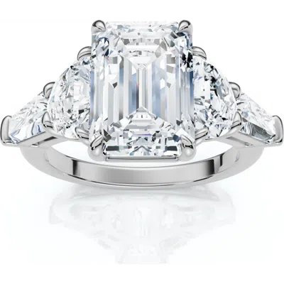 Bliss Diamond Certified 4 1/2ct Tessa Emerald Engagement Ring 14k Gold Lab Grown In Silver