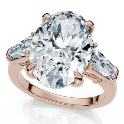 Bliss Diamond Certified 4 1/3ct Oval & Baguette Diamond Engagement Ring 14k Gold/pt Lab Grown