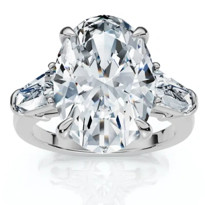 Bliss Diamond Certified 4 1/3ct Oval & Baguette Diamond Engagement Ring 14k Gold/pt Lab Grown In Silver