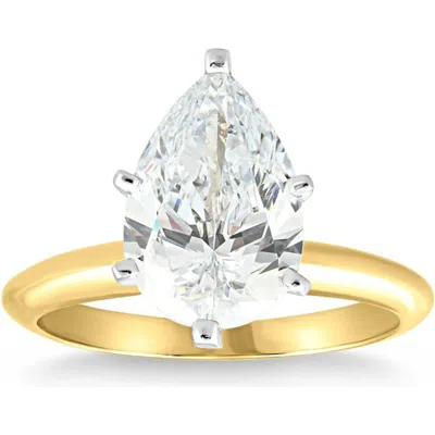 Bliss Diamond Certified 4 Ct Pear Solitaire Diamond Engagement Ring 14k Gold Lab Grown In 14k Yellow Gold