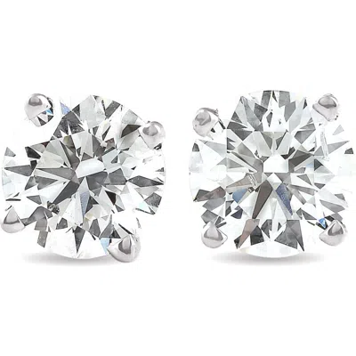 Bliss Diamond Certified 4 Ct Tw Round Lab Grown Ideal Cut Screw Back Studs 14k White Gold