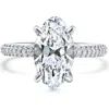 Bliss Diamond Certified 4.31ct Fancy Moval Diamond Pave Engagement Ring 14k Gold Lab Grown In 14k White Gold