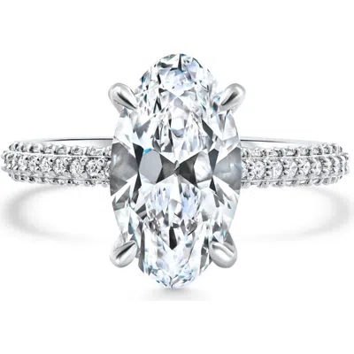 Bliss Diamond Certified 4.31ct Fancy Moval Diamond Pave Engagement Ring 14k Gold Lab Grown In 14k White Gold