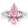Bliss Diamond Certified 4.53ct Fancy Vivid Pink Diamond Engagement Ring 14k Gold Lab Grown In 14k White Gold