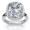 Bliss Diamond Certified 4ct Cushion Diamond Bezel Prong Engagement Ring 14k Gold Pt Lab Grown In Silver