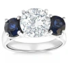 Bliss Diamond Certified 4ct Diamond & Blue Sapphire Engagement Ring 14k Gold Lab Grown In 14k White Gold