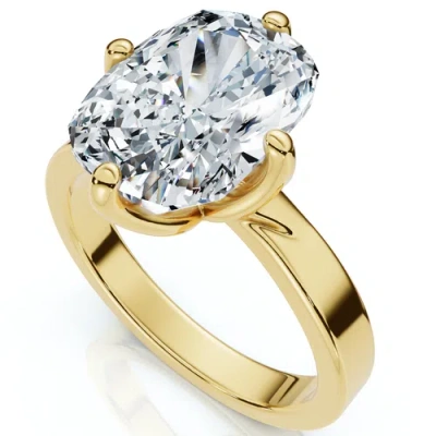 Bliss Diamond Certified 4ct Elongated Cushion Diamond Cigar Band Engagement Ring Lab Grown In Gold