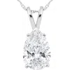 Bliss Diamond Certified 4ct Pear Shape Solitaire Lab Grown Diamond Pendant Gold Necklace In 14k White Gold