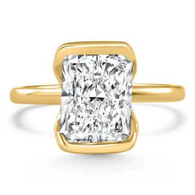 Bliss Diamond Certified 4ct Radiant Cut Diamond Bezel Engagement Ring Gold Lab Grown