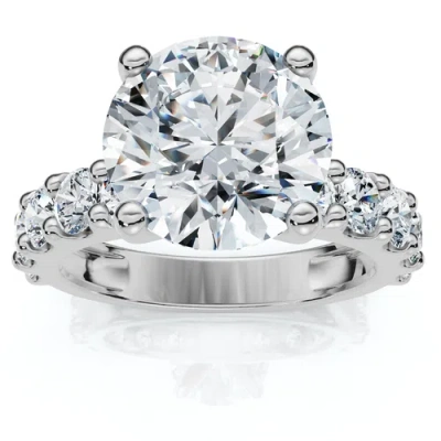 Bliss Diamond Certified 4ct Round Cut Diamond Accent Engagement Ring 14k Gold Lab Grown In Silver