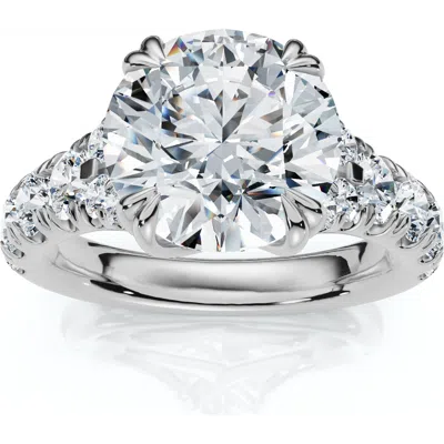 Bliss Diamond Certified 4ct Vivian Diamond Engagement Round Diamond Ring 14k Gold Lab Grown In Metallic