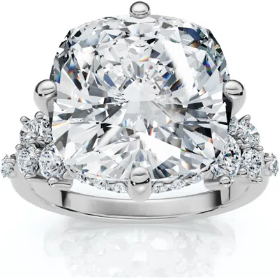 Bliss Diamond Certified 5 1/2ct Muse Cushion Diamond Engagement Ring 14k Gold Or Pt Lab Grown In Silver