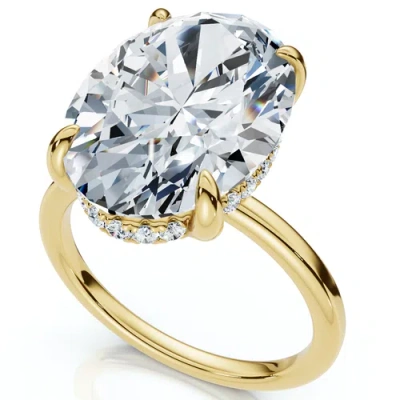 Bliss Diamond Certified 5.08ct Oval Diamond Hidden Halo Engagement Ring 14k Gold Lab Grown