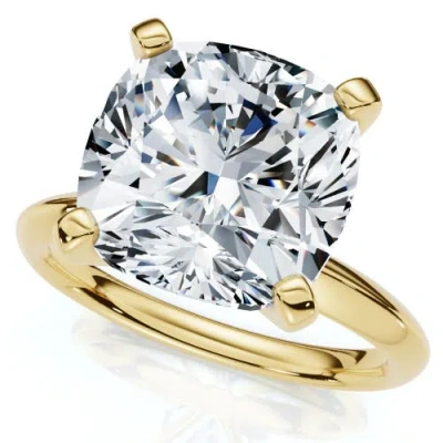 Bliss Diamond Certified 5ct Cushion Diamond Square Engagement Ring Lab Grown Solitaire In Gold