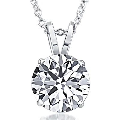 Bliss Diamond Certified 5ct Round Solitaire Diamond Pendant Gold Lab Grown Necklace In 14k White Gold
