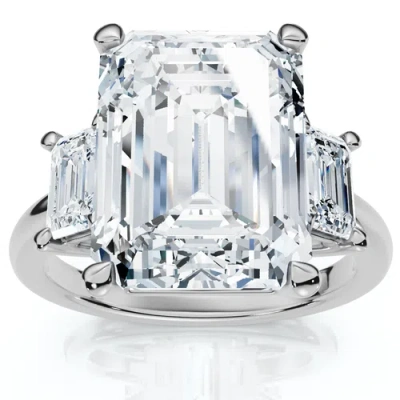 Bliss Diamond Certified 6 3/4ct Rachel Emerald Cut Diamond Engagement Ring 14k Gold In Silver