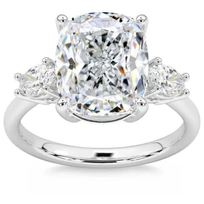 Bliss Diamond Certified 6ct Cushion Cut 3-stone Diamond Engagement Ring 14k Gold Lab Grown In 14k White Gold