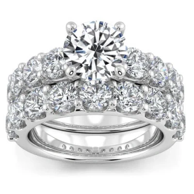 Bliss Diamond Certified 6ct Diamond Engagement Wedding Ring Set 14k Gold Lab Grown In Silver