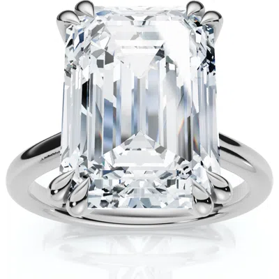 Bliss Diamond Certified 6ct Emerald Cut Diamond Solitaire Ring 14k Gold Lab Grown In Silver