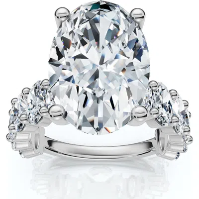 Bliss Diamond Certified 6ct Oval Diamond Engagement Ring 14k Gold Lab Grown In Silver