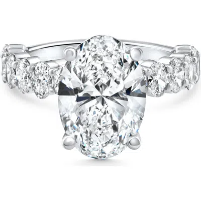 Bliss Diamond Certified 6ct Oval Diamond Side Stone Engagement 14k Gold Lab Grown In 14k White Gold