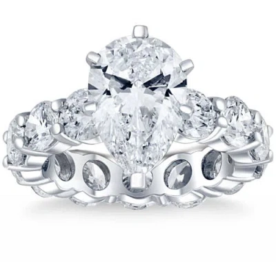 Bliss Diamond Certified 7.56ct Pear Shape Diamond Eternity Engagement Ring 14k Gold Lab Grown In 14k White Gold