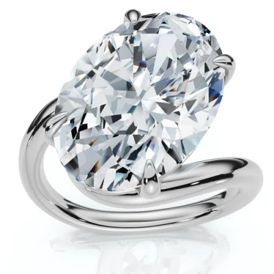 Bliss Diamond Certified 7ct Aire Oval Cut Diamond Solitaire Engagement Ring 14k Gold Lab Grown In Metallic