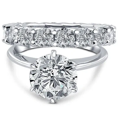 Bliss Diamond Certified 7ct Diamond Engagement Eternity Wedding Ring Lab Grown Gold In 14k White Gold