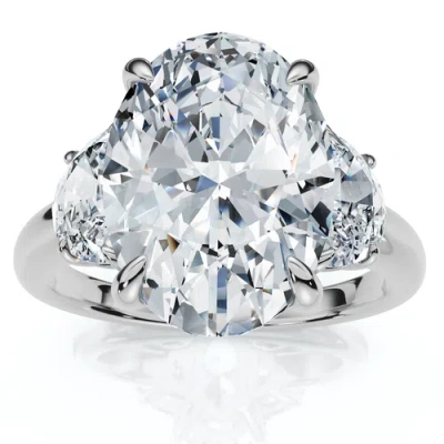 Bliss Diamond Certified Joanna 4 3/4ct Oval & Half Moon Diamond Engagement 14k Gold Lab Grown In Pink