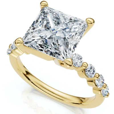 Bliss Diamond Certified Monica Princess Cut 3 1/2ct Diamond Engagement Ring 14k Gold Lab Grown