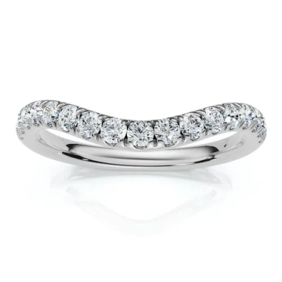 Bliss Diamond Curved Diamond Wedding Ring Enhanced 1/3ct 14k Gold Or Platinum Lab Grown In Metallic