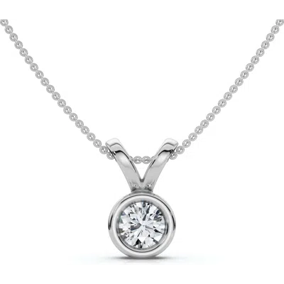 Bliss Diamond Dainty Stackable Solitaire Bezel Diamond Pendant 14k Gold Lab Grown Ef/vs