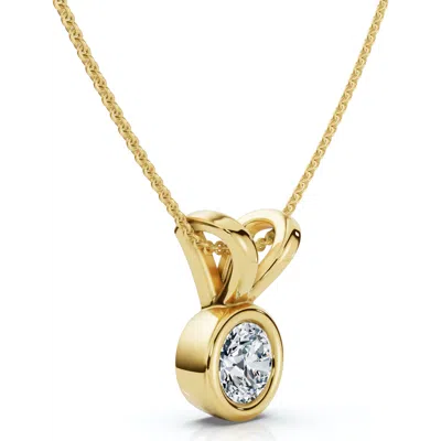 Bliss Diamond Dainty Stackable Solitaire Bezel Diamond Pendant 14k Gold Lab Grown Ef/vs