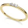 Bliss Diamond Delicate Diamond 3-stone Minimalist Anniversary Wedding Ring 14k Gold Lab Grown In Gold