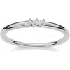 Bliss Diamond Delicate Diamond 3-stone Minimalist Anniversary Wedding Ring 14k Gold Lab Grown In Silver