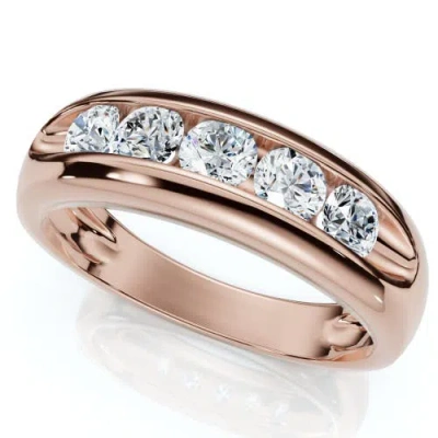 Bliss Diamond Diamond 5-stone Wedding Ring Channel Set 10k Gold Lab Grown In 10k Rose Gold