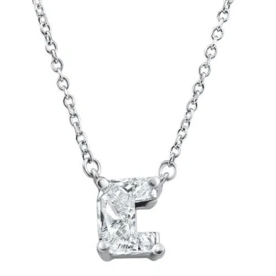 Bliss Diamond Diamond "c" Initial Pendant 18" Necklace 14k Gold Lab Grown In Silver