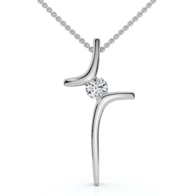 Bliss Diamond Diamond Cross Pendant Gold 18" Necklace 5/8" Tall Lab Grown In Silver