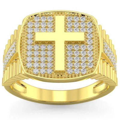 Bliss Diamond Diamond Cross Ring 10k Gold Lab Grown